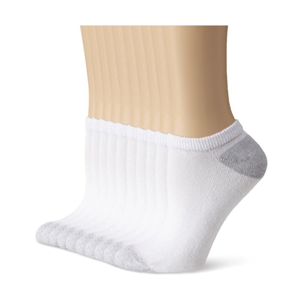 Hanes Socks Women Size 5-9 White NWT 10 Pack No Show Cushion Wicking C364